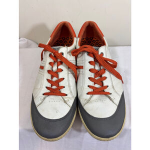 Men's Ecco Leather Sneakers Size 47 White and Orange